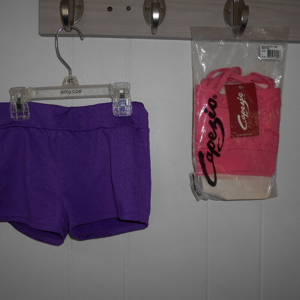 Shorts,  Top  & Hair Clips- Large Child -New